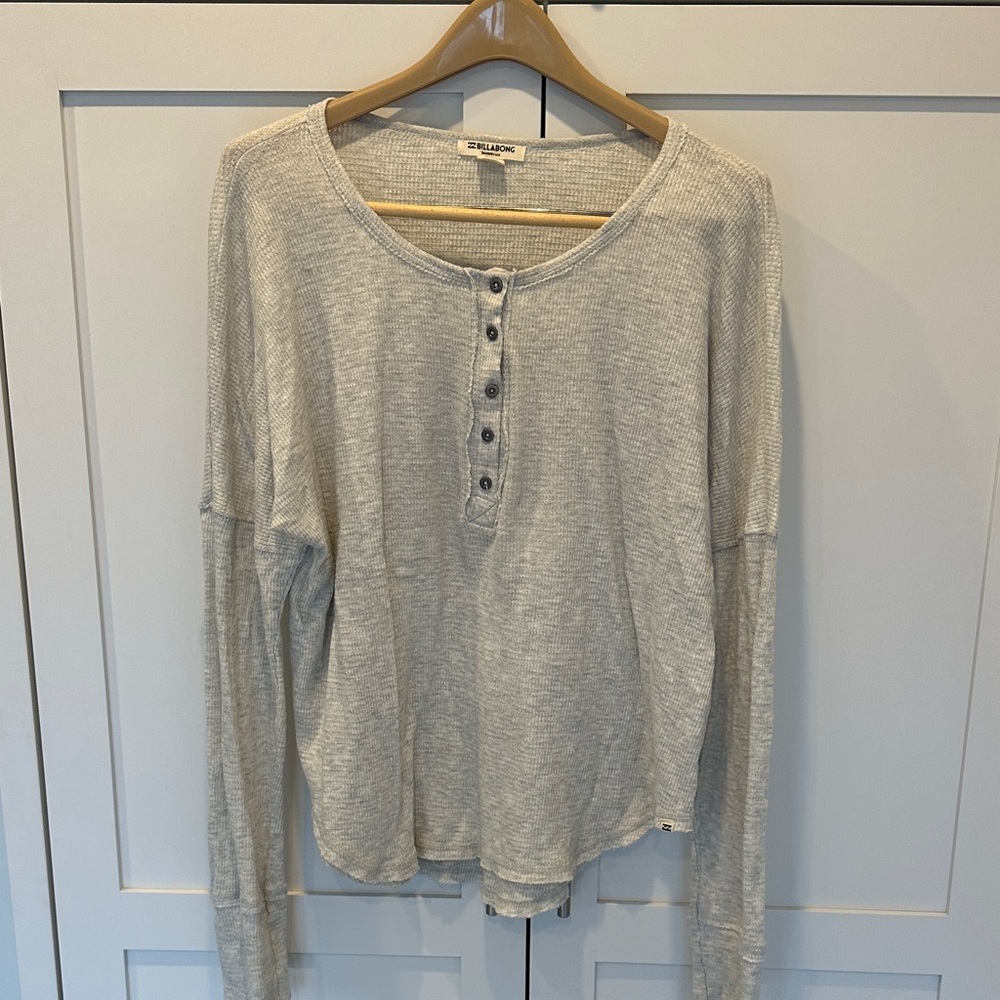 Billabong Gray/Cream Waffle-Knit Henley Top